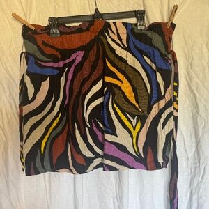 Colorful Zebra Linen Blend Skirt